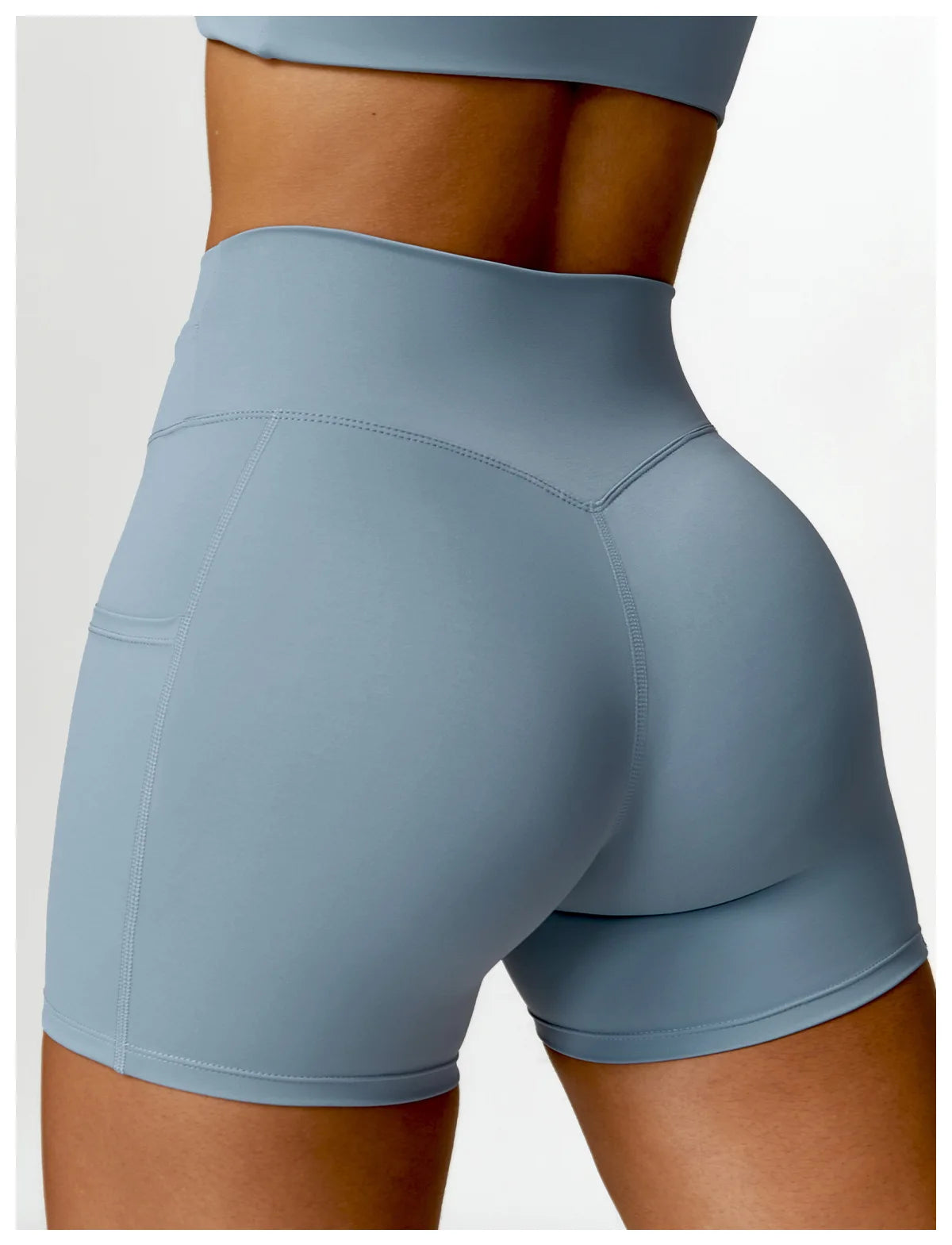 High Waist Pocket Yoga Shorts –