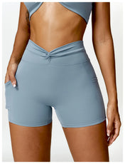 High Waist Pocket Yoga Shorts –