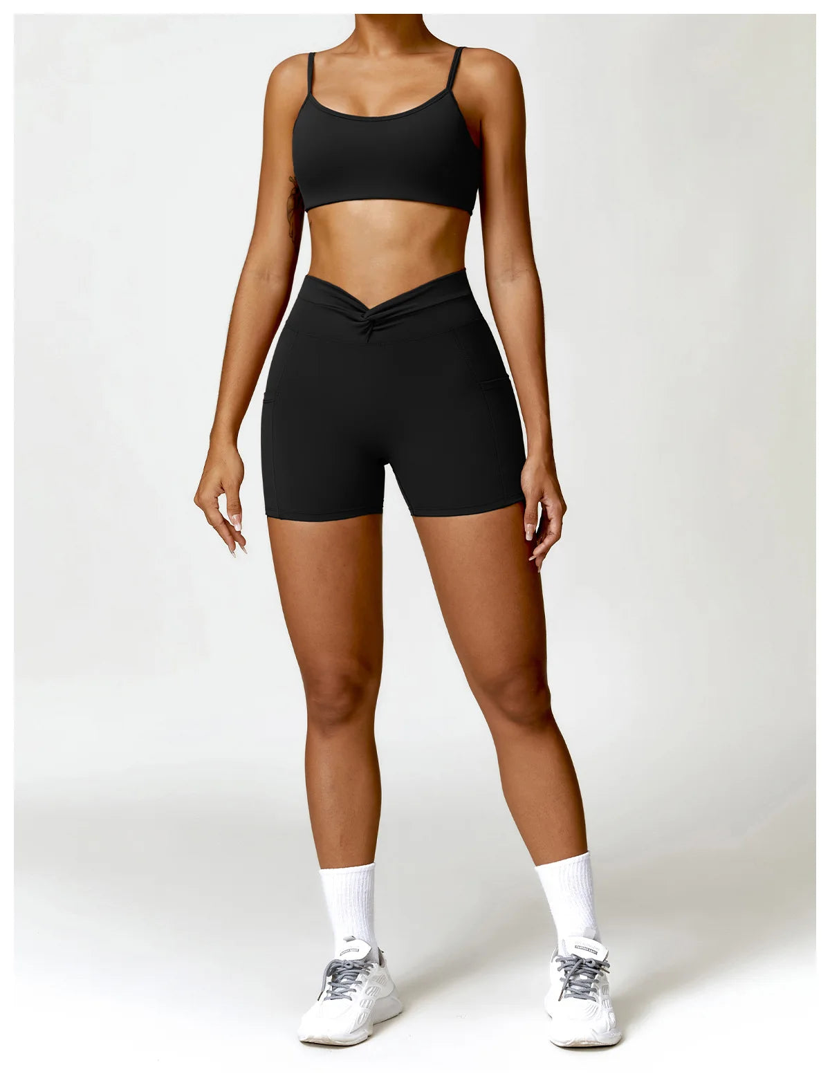 High Waist Pocket Yoga Shorts –