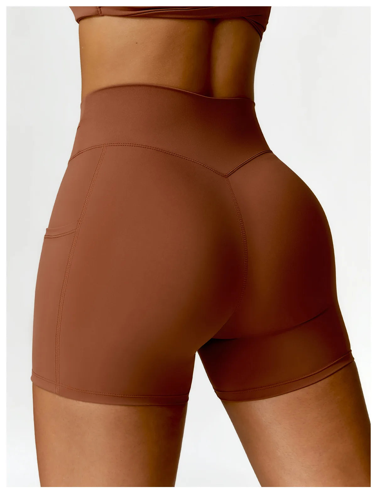 High Waist Pocket Yoga Shorts –