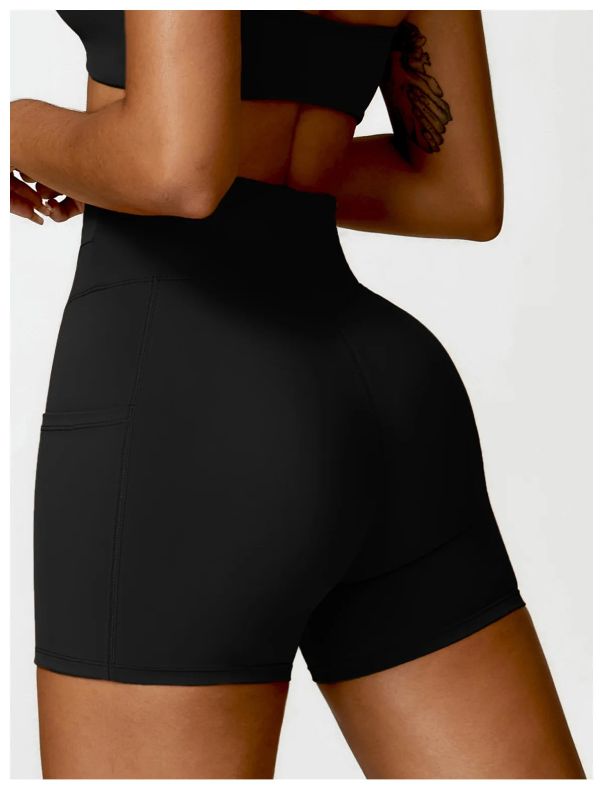 High Waist Pocket Yoga Shorts –