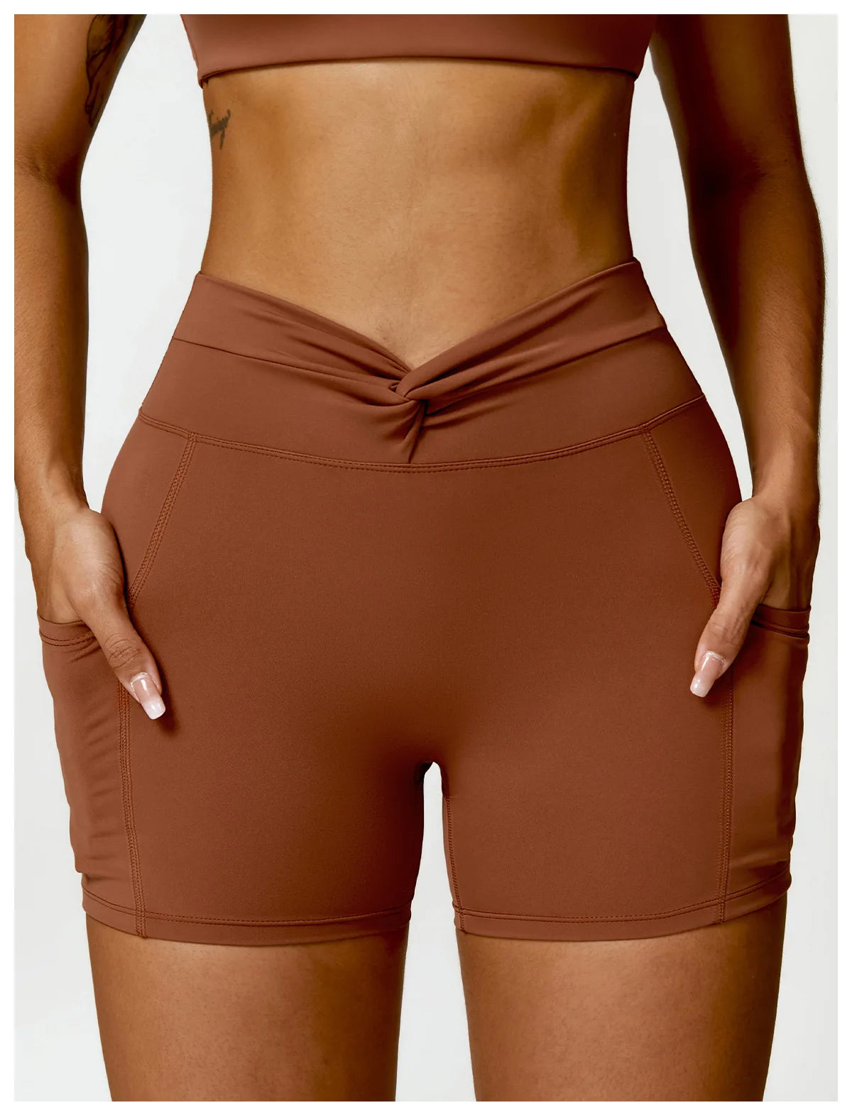 High Waist Pocket Yoga Shorts –