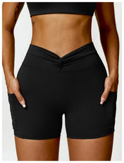 High Waist Pocket Yoga Shorts –