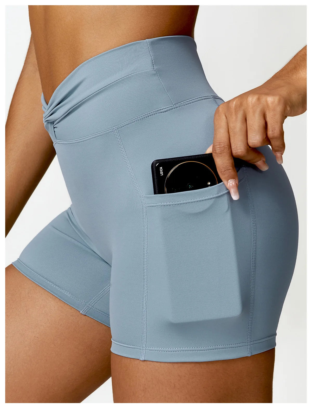 High Waist Pocket Yoga Shorts –