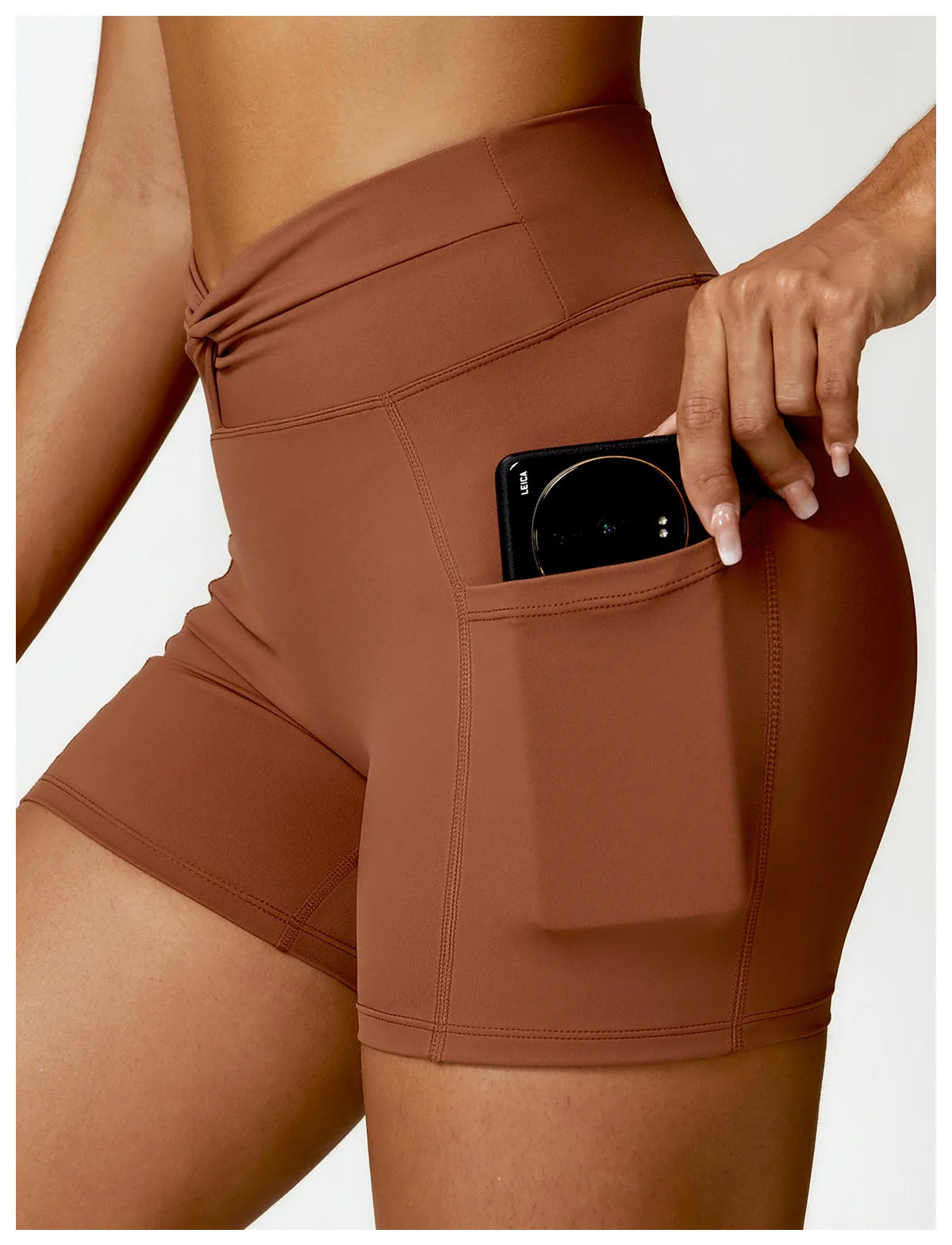 High Waist Pocket Yoga Shorts –