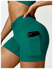 High Waist Pocket Yoga Shorts –