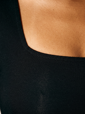 Square Neck Bodysuit in Black, fabric detail