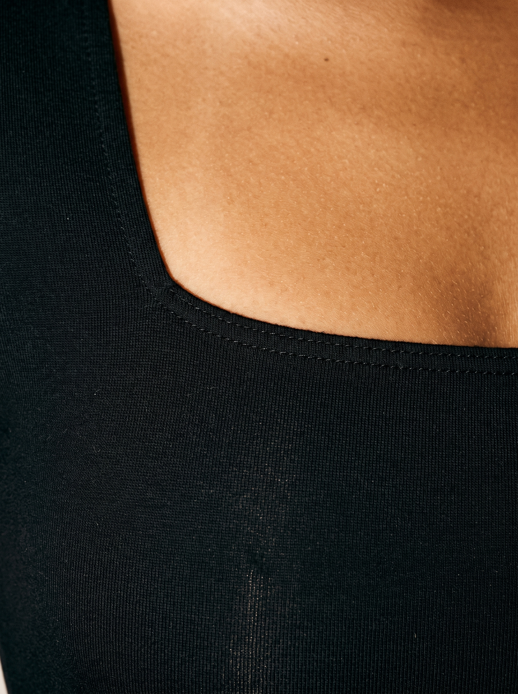 Square Neck Bodysuit in Black, fabric detail