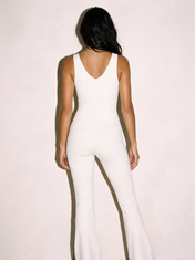 Flared Fitting Jumpsuit in Ivory, back view