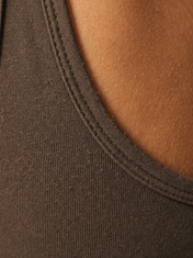 V Back Jumpsuit in Brown, fabric detail