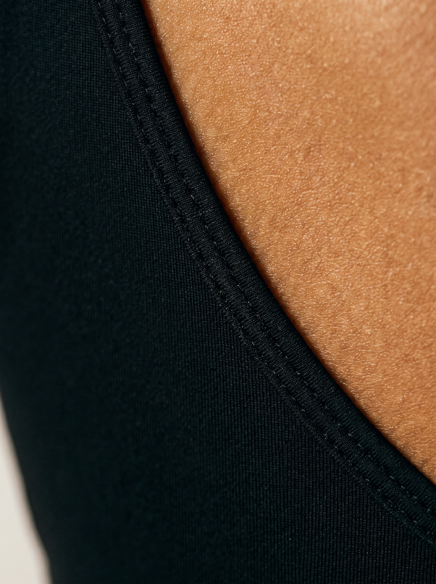 V Back Jumpsuit in Black, fabric detail