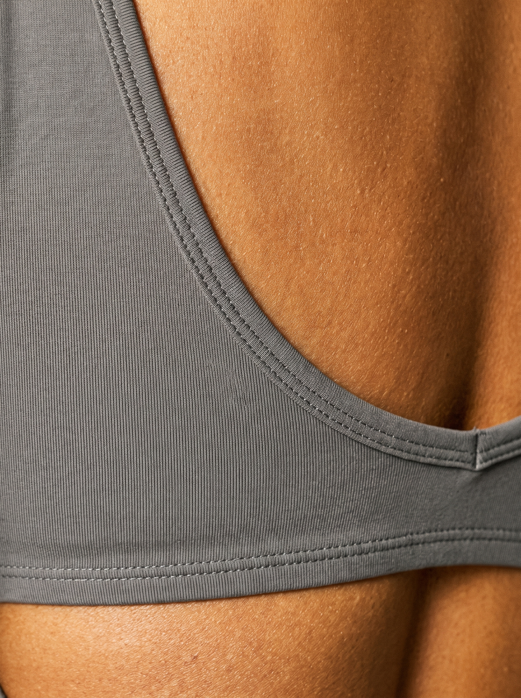 V Back Jumpsuit in Gray, fabric detail