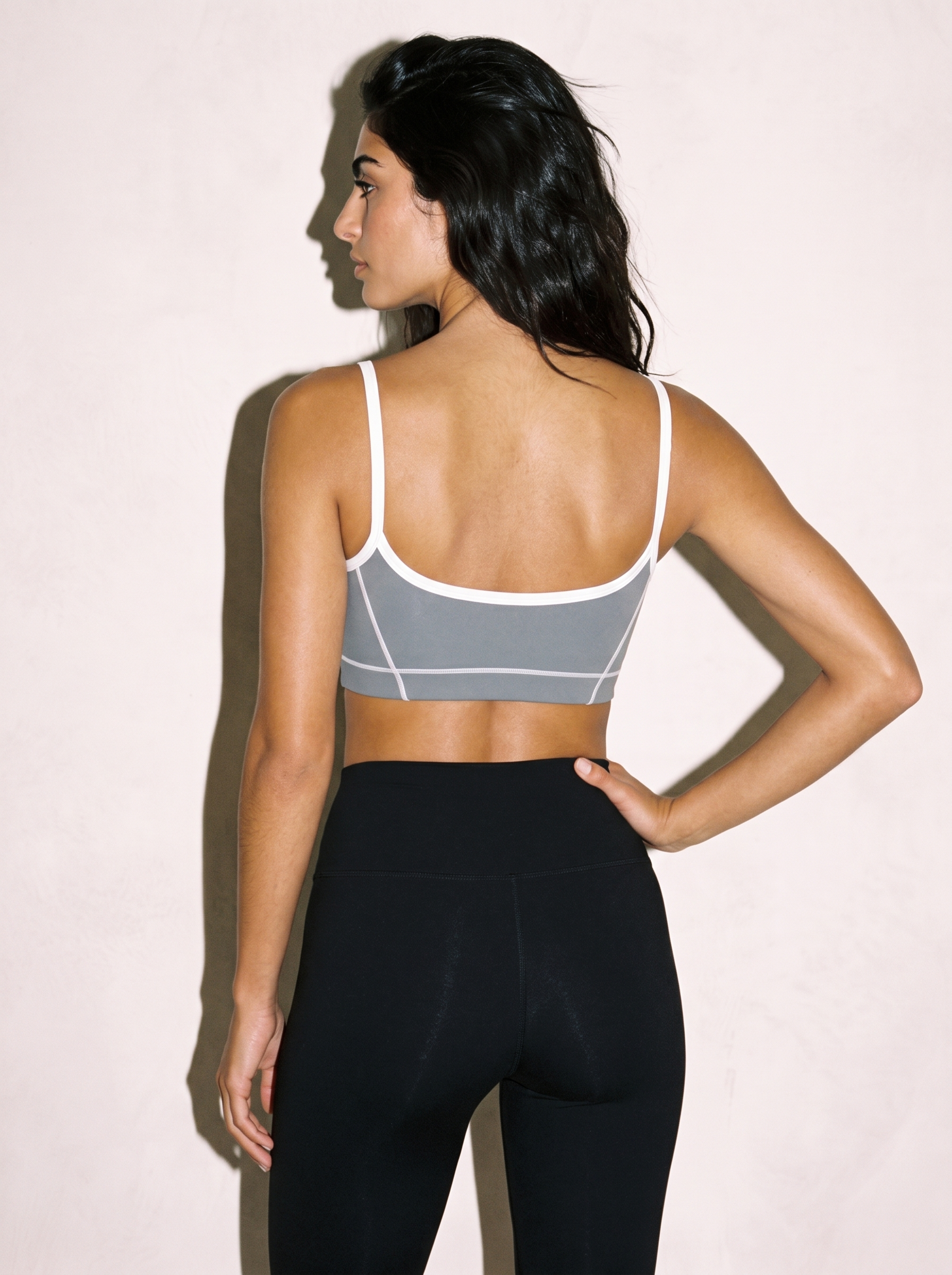 Chiara Sports Top in Gray, back view