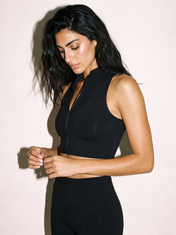 Sienna Crop Top in Black, side close up