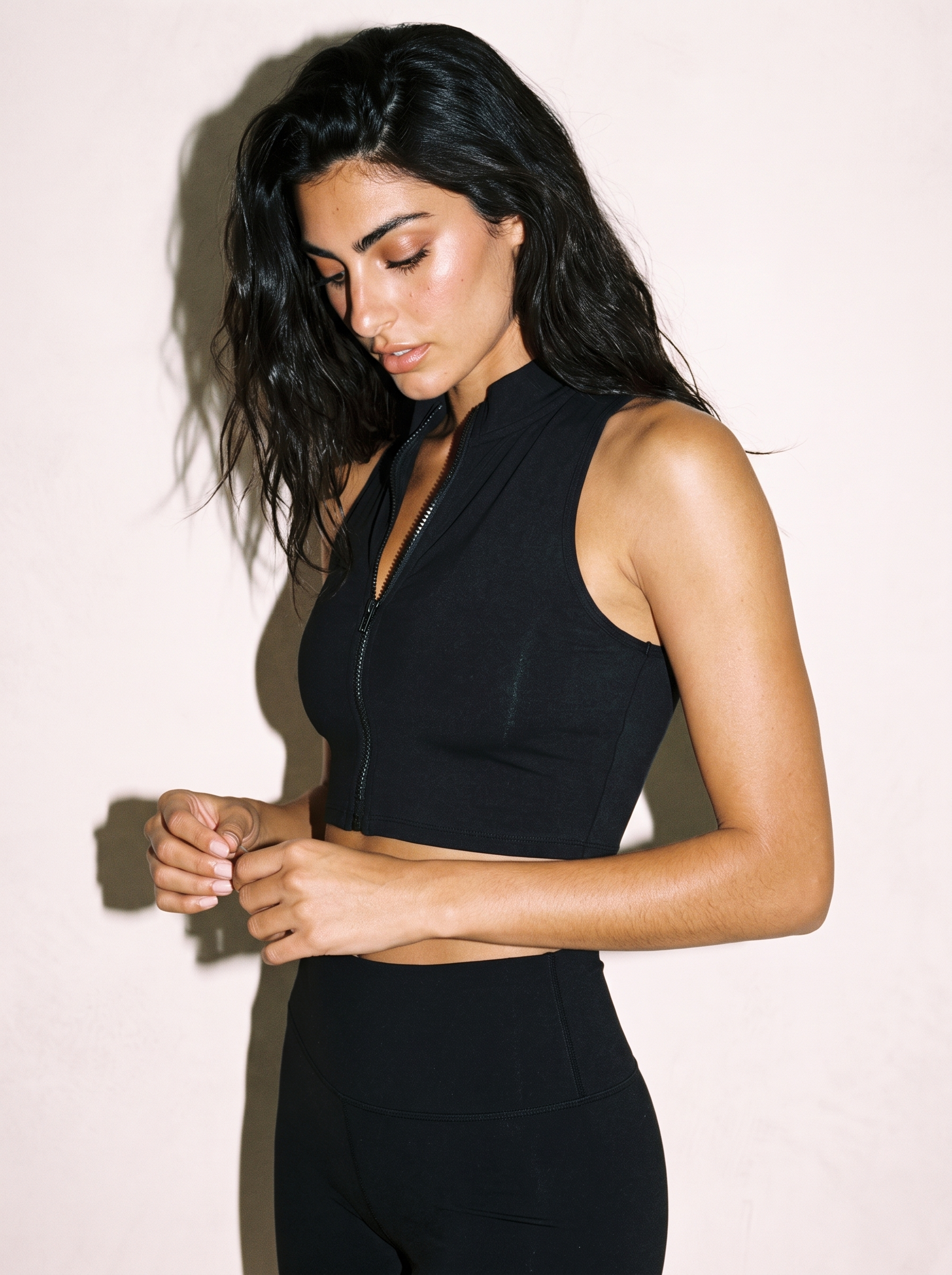 Sienna Crop Top in Black, side close up