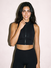 Sienna Crop Top in Black, front close up