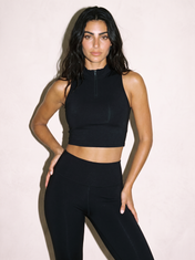 Sienna Crop Top in Black, front view