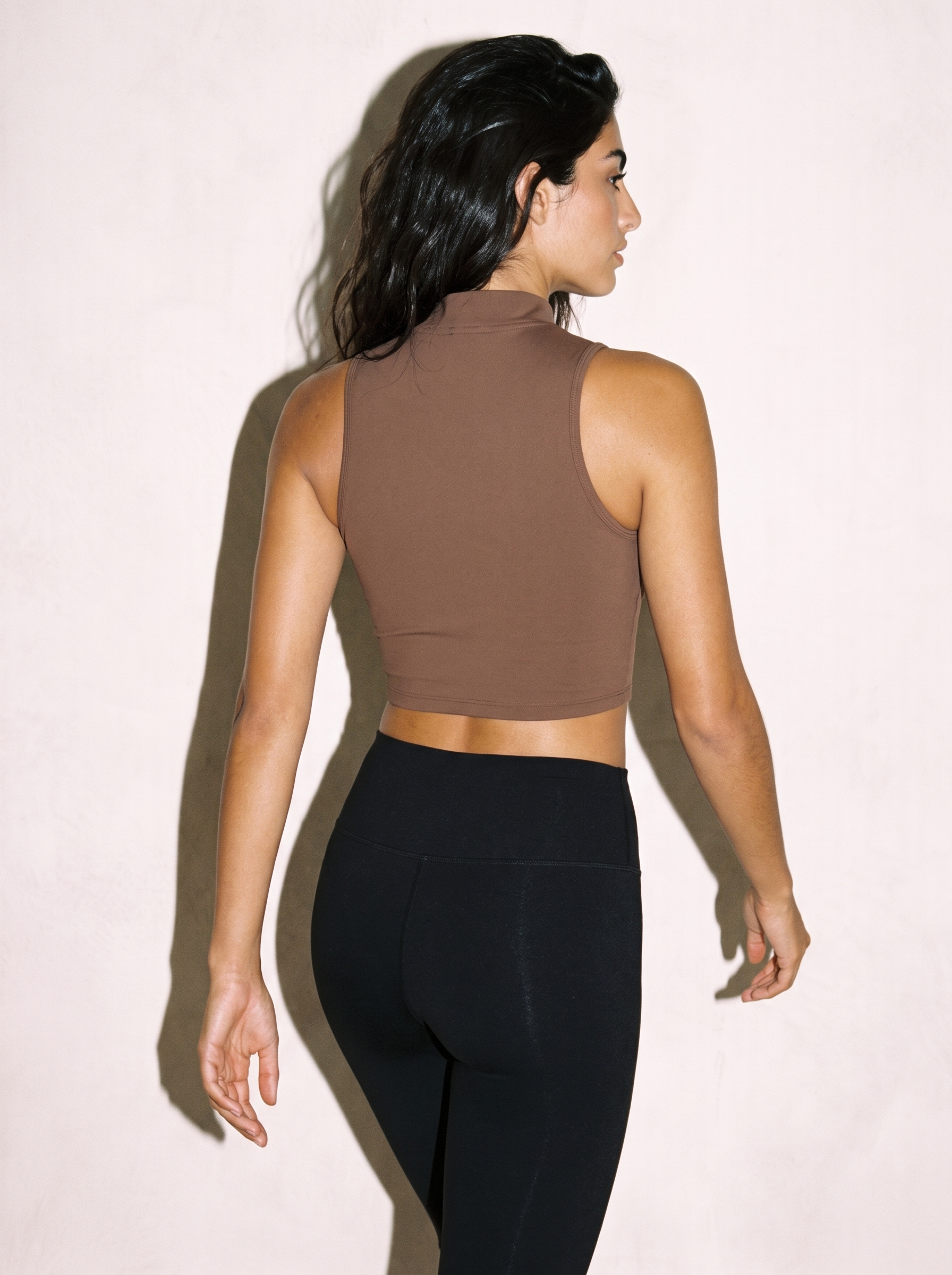 Sienna Crop Top in Brown, back view