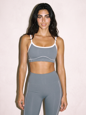 Chiara Sports Top in Gray, front close-up