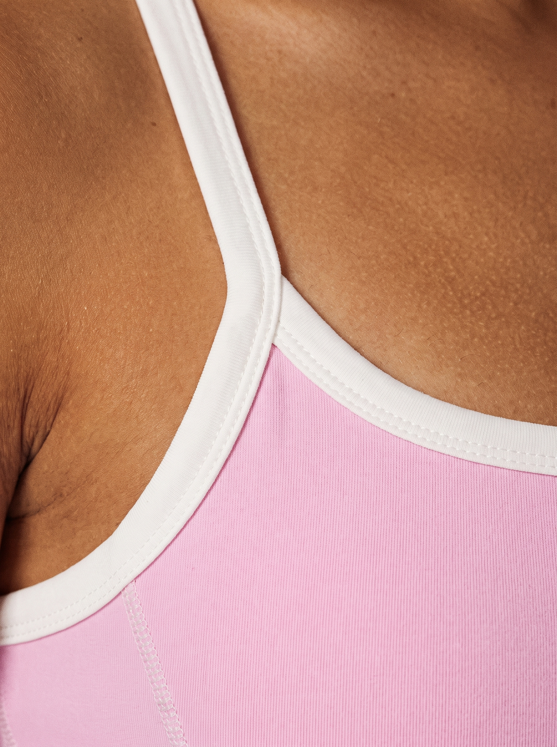 Chiara Sports Top in Pink, strap and fabric detail