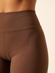 Livia Wide Leg Leggings in Coffee, fabric detail
