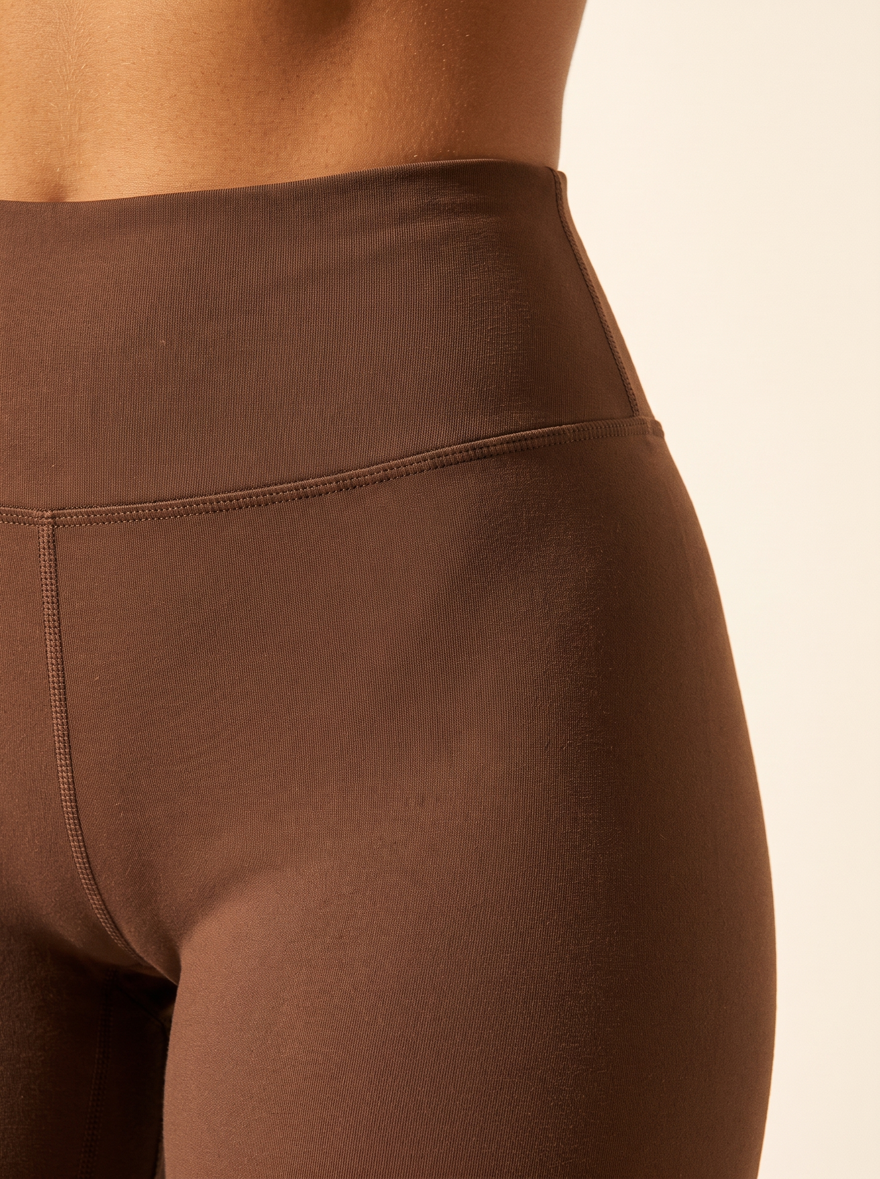 Livia Wide Leg Leggings in Coffee, fabric detail