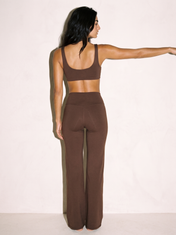 Livia Wide Leg Leggings in Coffee, back view
