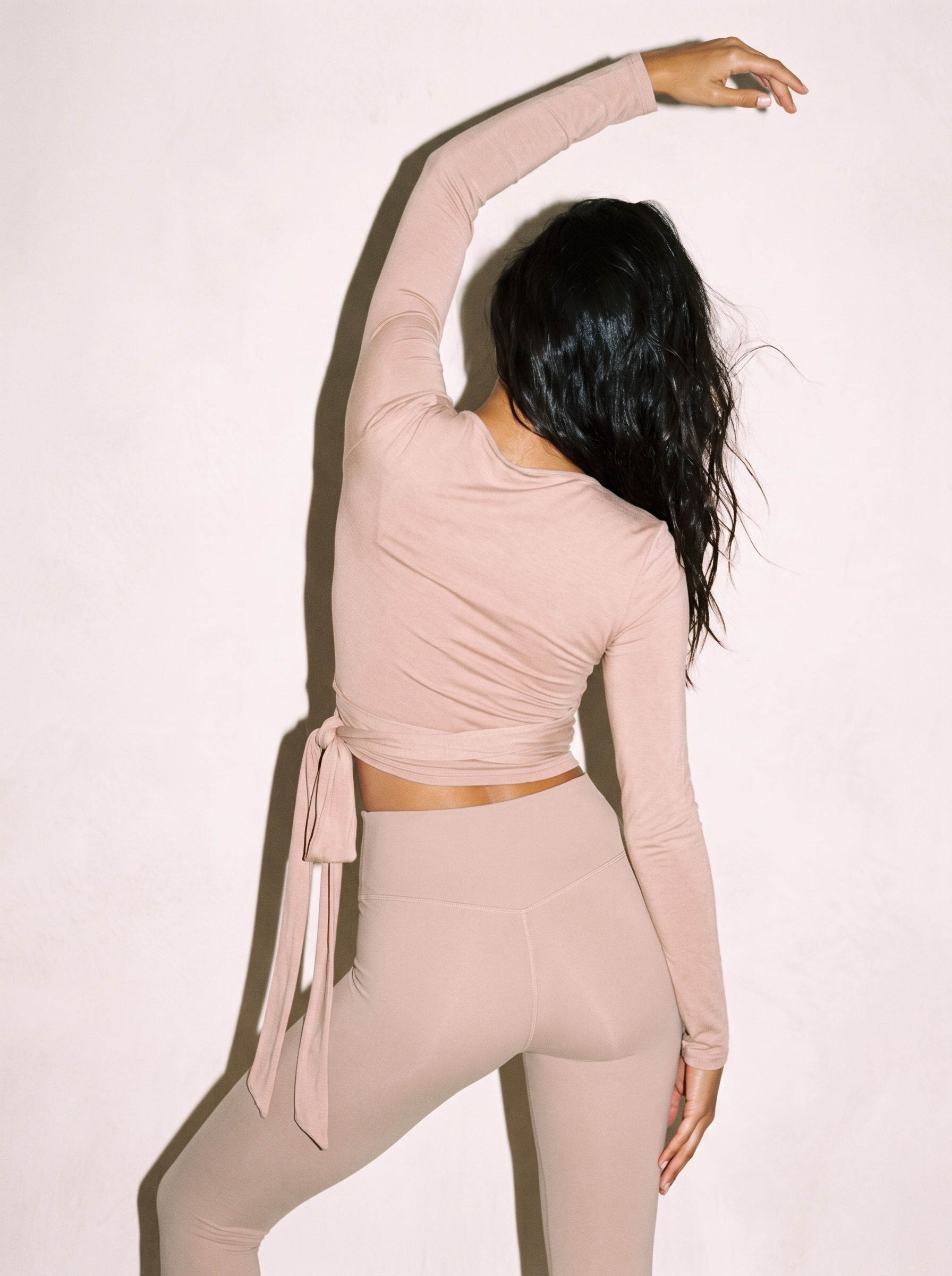 Aria Wrap Top in Milk Tea, back view