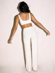 Livia Wide Leg Leggings in Coconut Milk White, back view