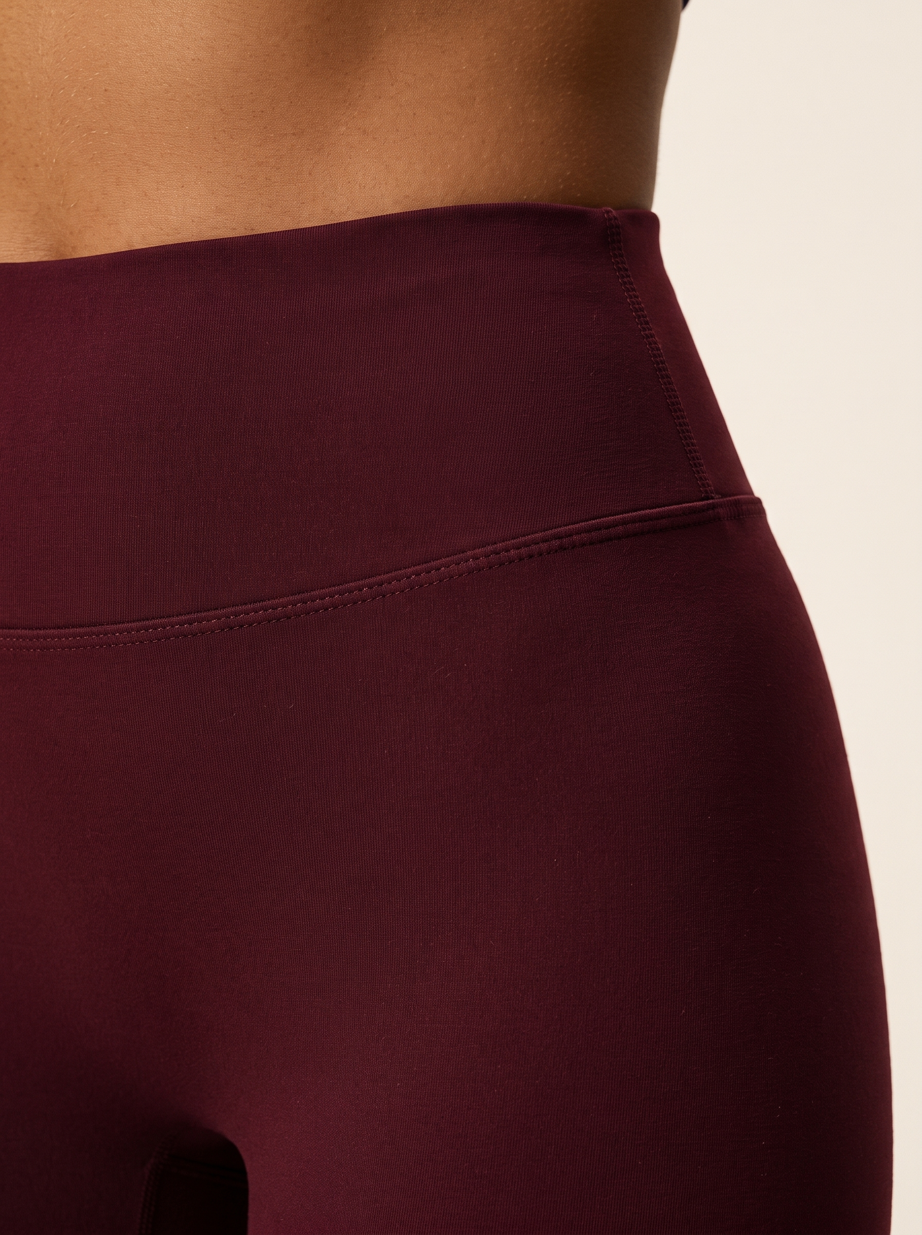 Livia Wide Leg Leggings in Dark Red, fabric detail
