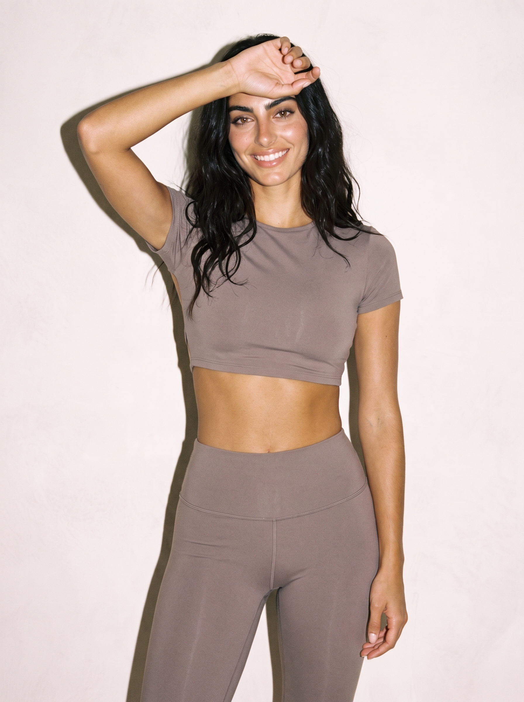 Stella Top Taupe in Taupe, front view