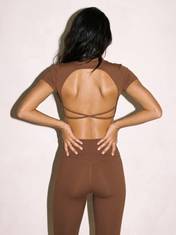 Stella Top Brown in Brown, back view