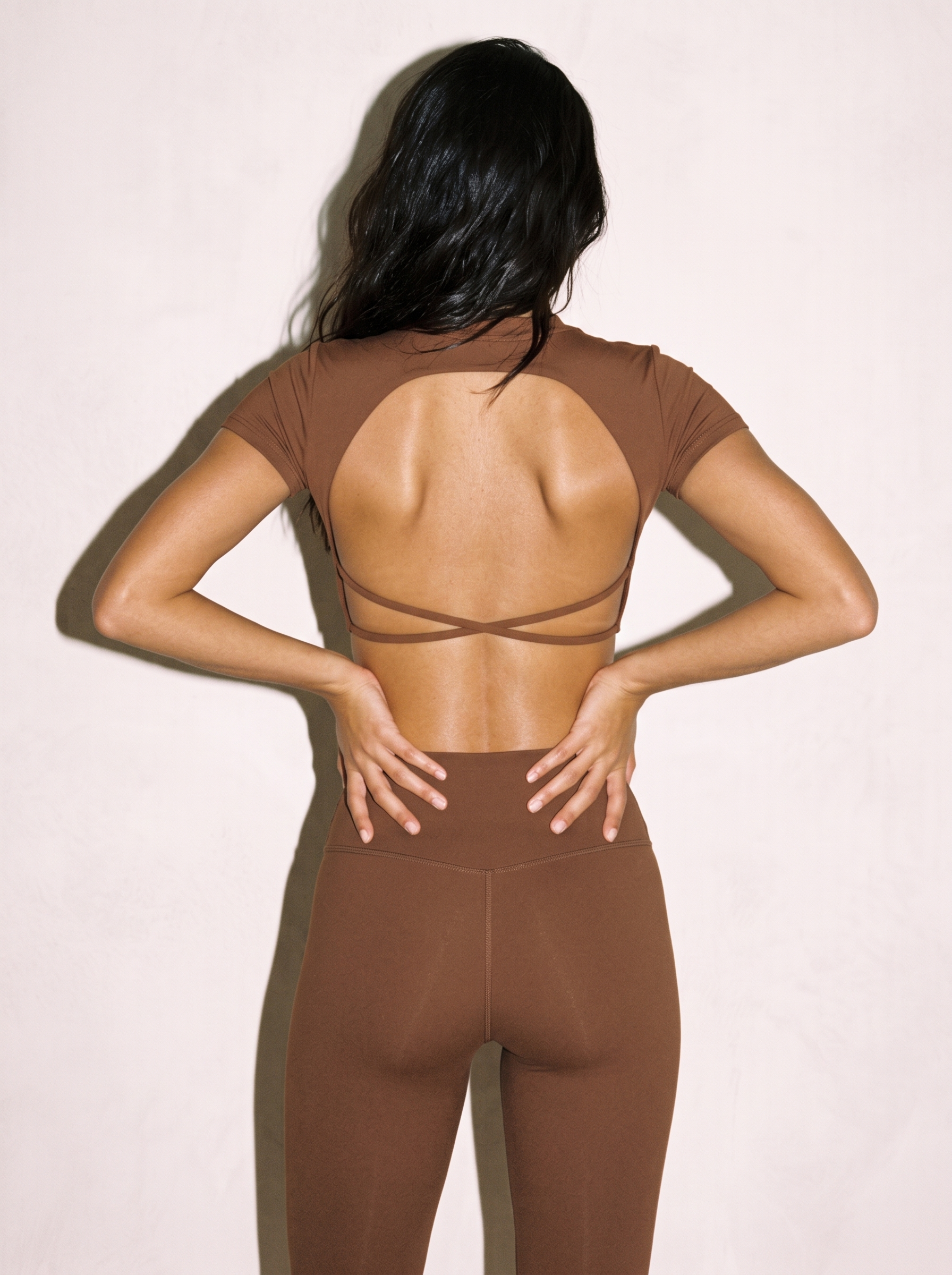 Stella Top Brown in Brown, back view