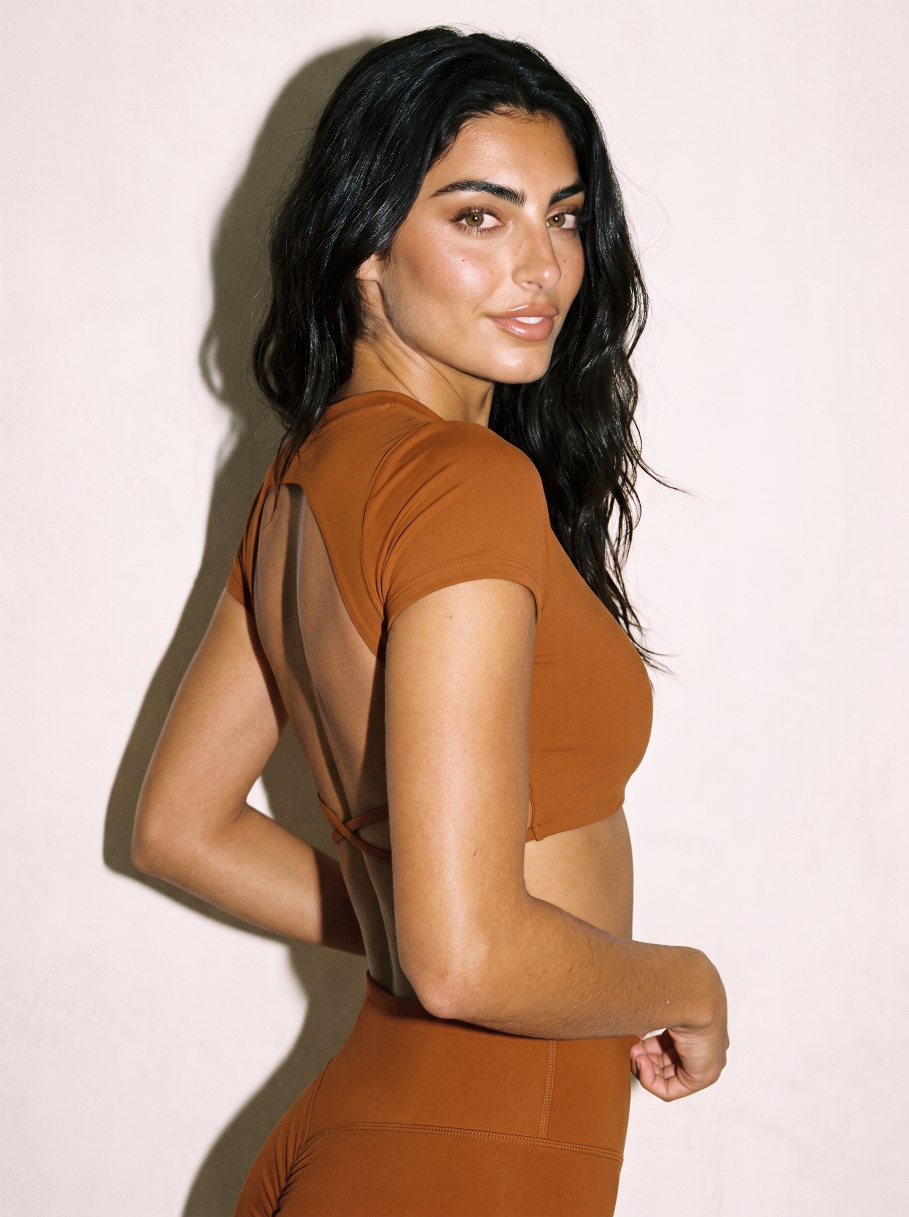 Stella Top Brown in Brown, side close up