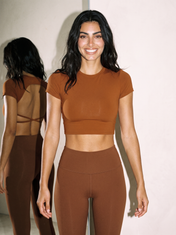 Stella Top Brown in Brown, front view