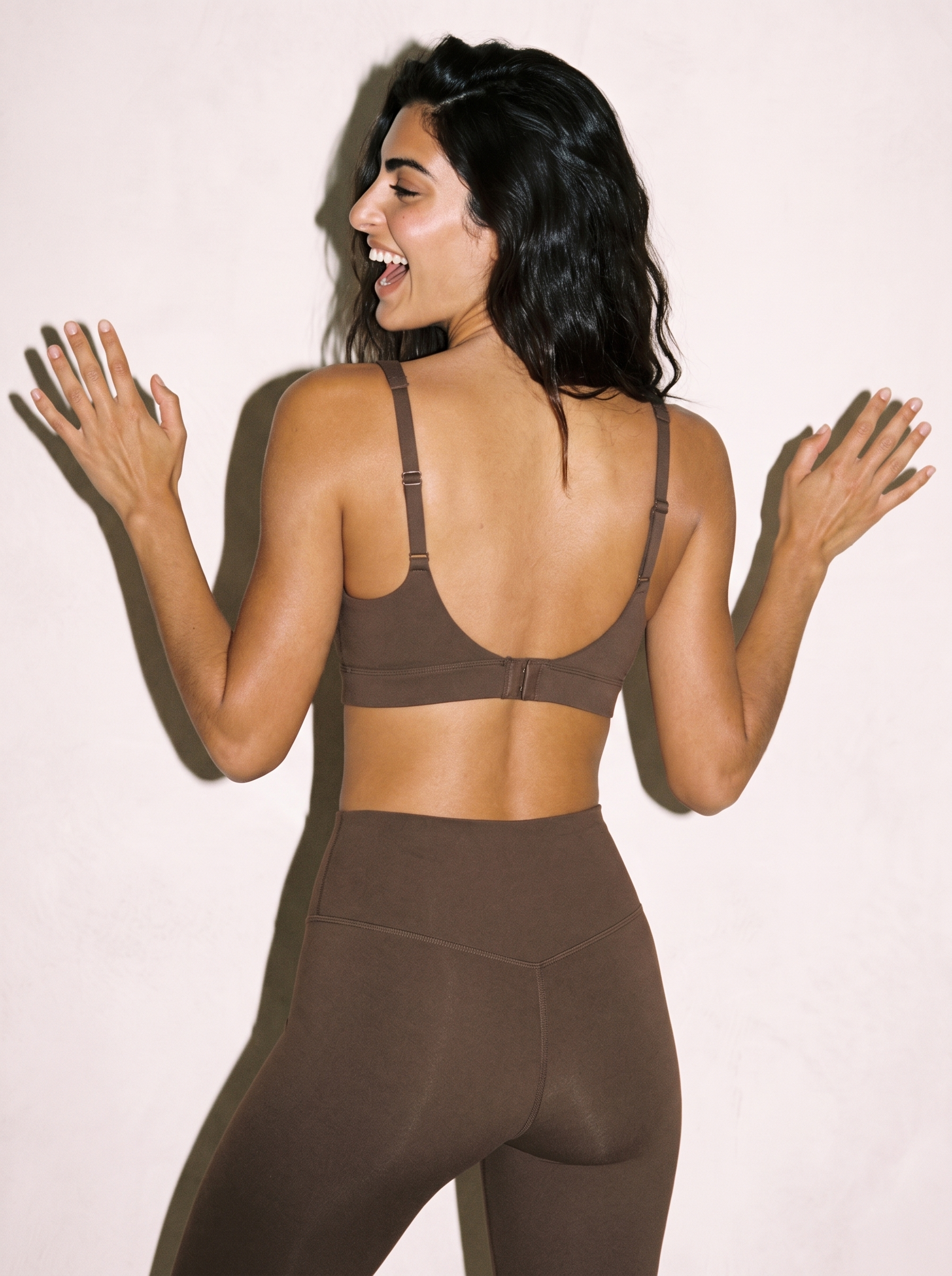 Delia Breathable Bra in Brown, back view