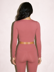 Elena Long Sleeve Top in Red, back view