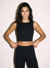 Bianca Sculpt Top in Black, front close up