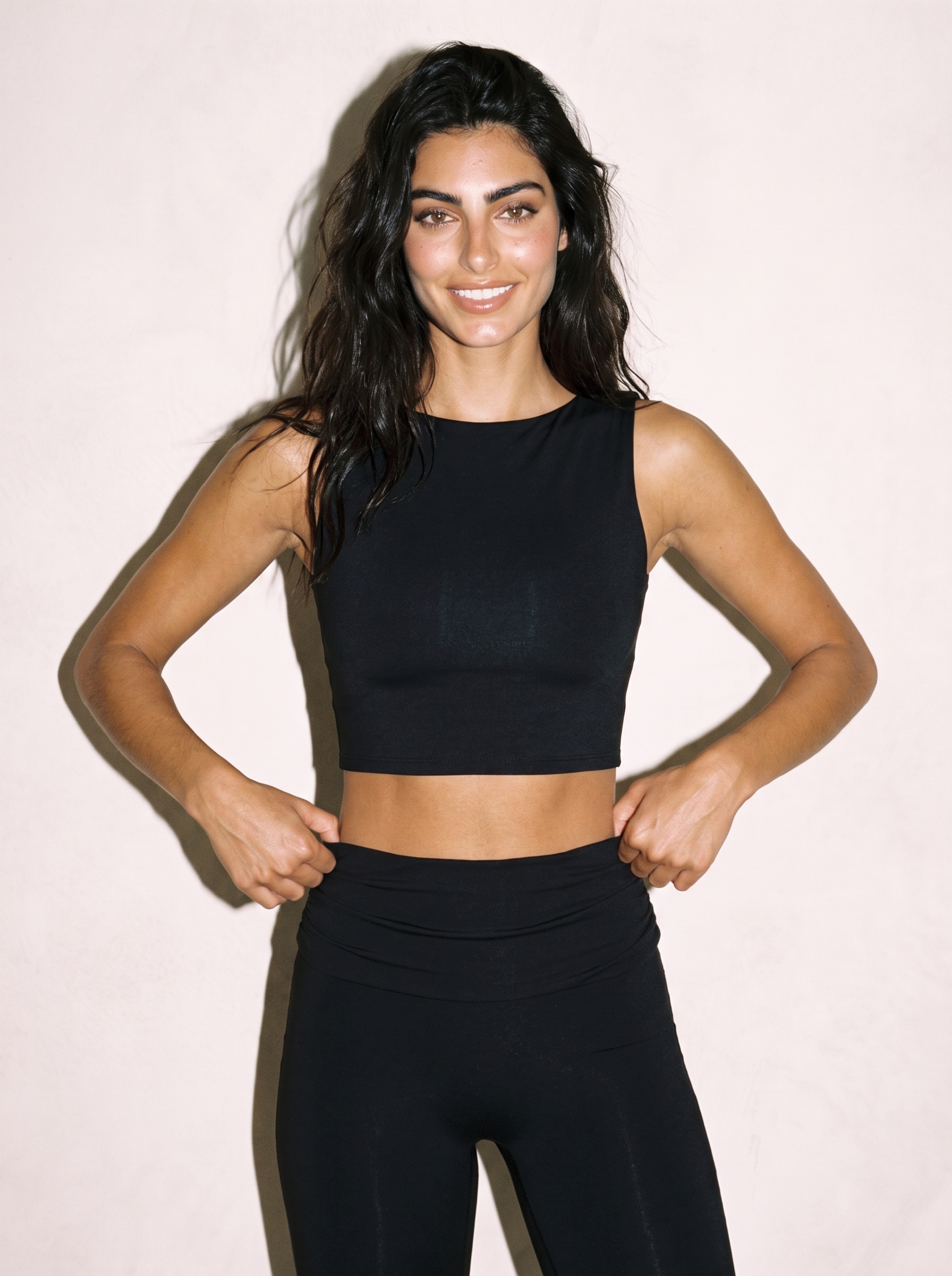 Bianca Sculpt Top in Black, front close up