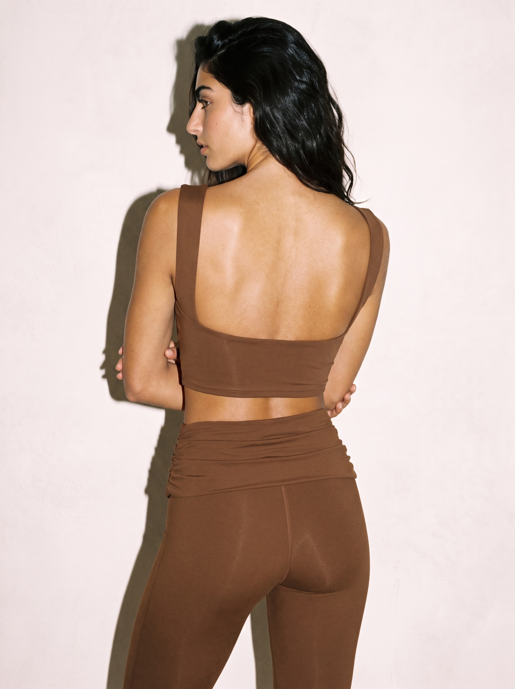 Bianca Sculpt Top in Brown, back view