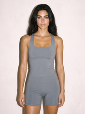 Serena High Impact Bra in Gray, front close up